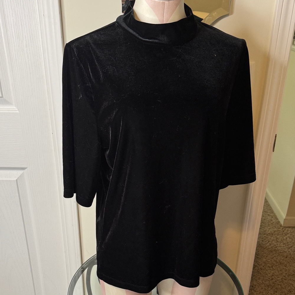 Banana Republic Black Velvet Long Sleeve Top